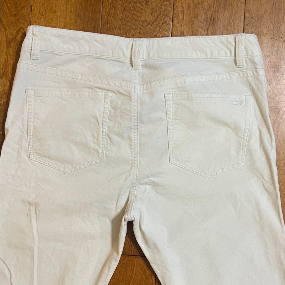 Vineyard Vines Cream Velvet Skinny Pants Size 8 | Old Money Preppy Coastal Luxe - Picture 9 of 12